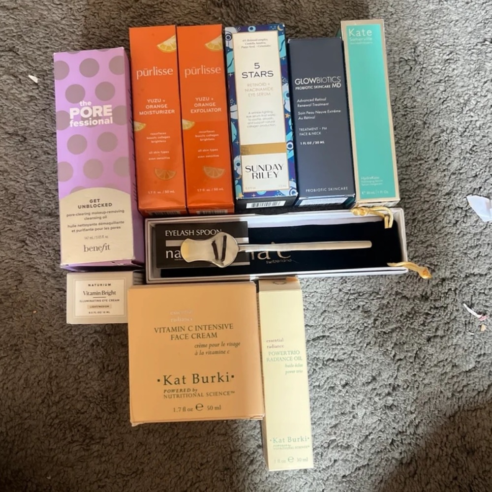 $625 value skin care bundle: sunday riley, kat burki, kate somerville, benefit